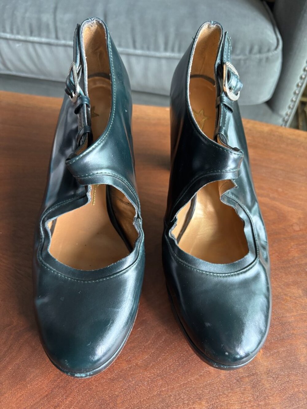 Vintage Sybilla Sorondo Forest Green Sculptural Mary Jane Pumps EU 36 / US 6